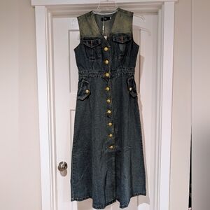 Denim Button-Down Dress M